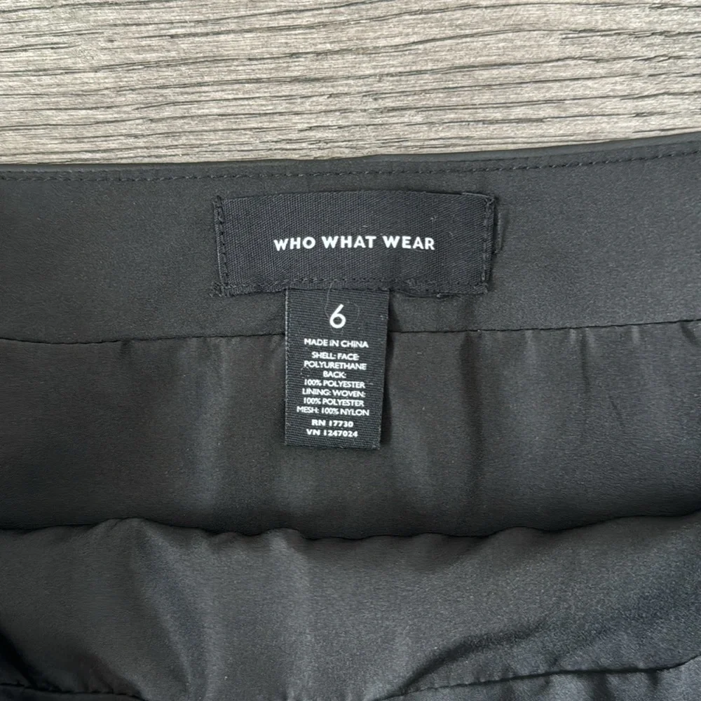 🌼WHO WHAT WEAR🌼 Black Vegan Leather Midi Skirt, Size 6